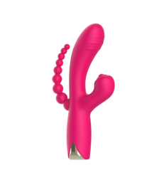 Vibromasseur triple stimulation USB rose Snappy Bunny - WS-NV062CPNK